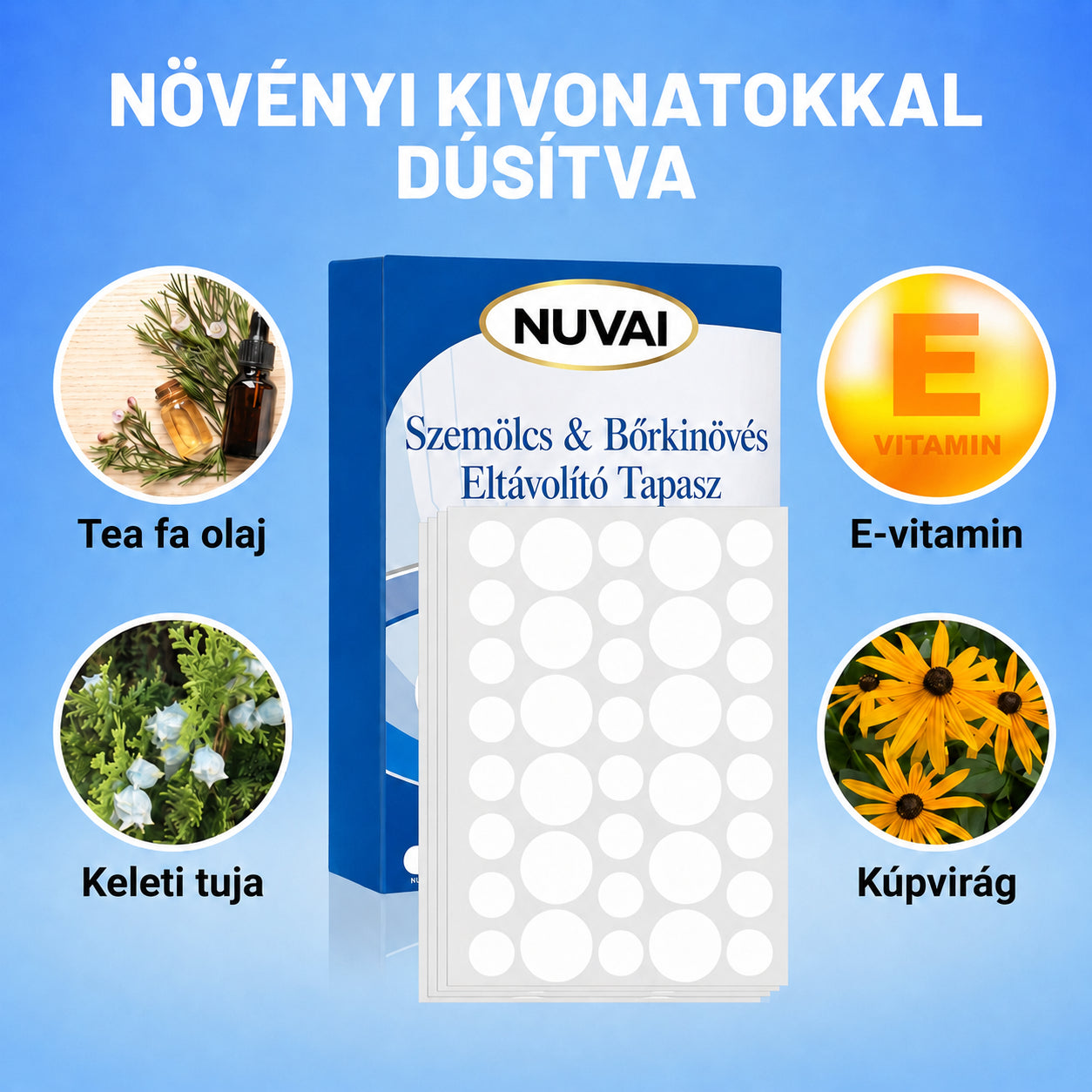 Bőrkinövés Eltávolító Tapasz Nővényi Kivonatokkal Dúsítva (72 kicsi - 72 nagy) NUVAI